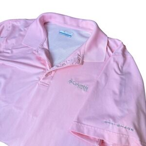 Columbia PFG Mens Pink Omni-Shade Fishing Polo Shirt Medium Short Sleeve Vented